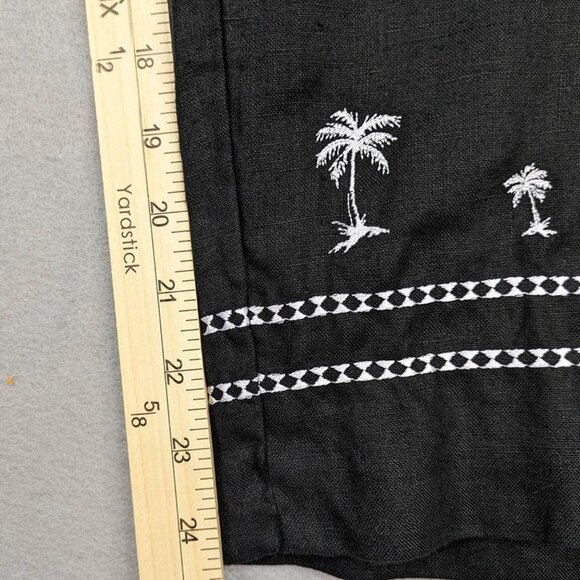 Jillian Jones Crop Pants Womens 12 Black 100% Linen Resort Coastal Tropical Chic - Picture 8 of 11
